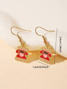 1 Pair Mother's Day Heart Phone & Cute Potted Cat Earrings, Fashion Earrings & Pendants For Women - Multicolor - View 7