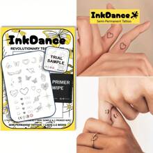 1 Kit "Tiny Designs" Revolutionary Technology Tattoos, Semi-Permanent Tattoos, Temporary Tattoos, Long Lasting, Butterfly Wings Paw Sun Hearts Moon Tattoo, Fake Tattoos, Water-Resistant, Authentic Tattoo Look, Plant-Based X158