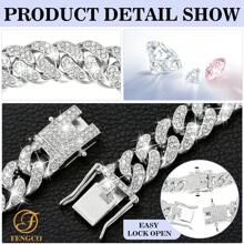 1 Sparkling Pet Necklace, Cool Dog Collar, Puppy Chain, Cuban Chain Inlaid With Artificial Diamonds, Pet Decoration Chain Accessories