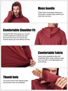 TELALEO 5 Pack Men's Athletic Hoodies Long Sleeve Fishing Shirts For Men UPF SPF UV Sun Protection Shirts Lightweight Rash Guards