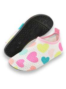 أحذية شاطئية خفيفة وقابلة للتنفس بتصميم قلبي وردي جميل للبنات للاستخدام في الشاطئ والمحيط والسباحة وممارسة الرياضات المائية - وردي - مشاهدة 10