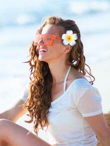 1/9pcs Hawaiian Flower Hair Clips, Artificial Flower Hair Clips For Women, Plumeria Flower Hair Clips, Suitable For Holiday Beach Party, Summer Tropical Flower Hair Accessories, Wedding Party, Gift For Girls, Mother's Day, Hair Claws, Hair Clips, Hair Pins, School Supplies, Head Accessories, Hairpin - Multicolor - View 4