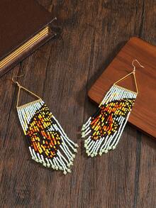 Hoa tai tua rua hình tam giác bướm thủ công đính hạt cổ điển, Hoa tai phong cách Bohemian cổ điển, Phụ kiện thời trang cho phụ nữ, Quà tặng tuyệt vời cho ngày lễ - Bươm bướm - Xem 4
