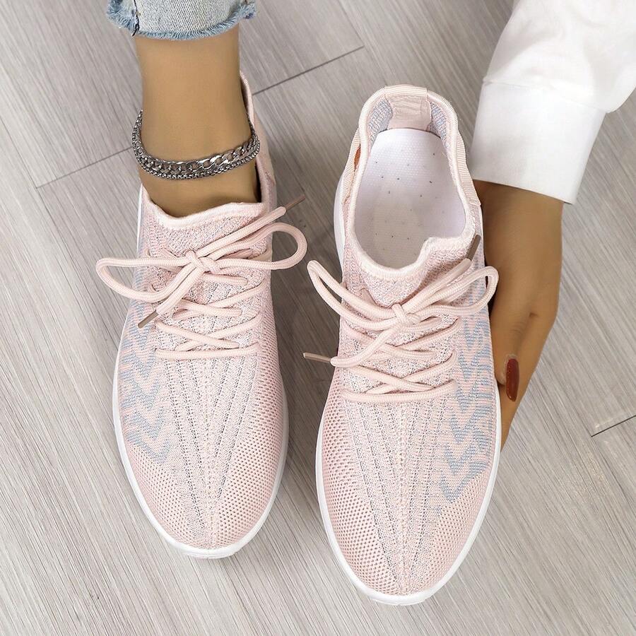 Women's Summer New Mesh Casual Sneakers, Fashionable Lightweight Anti-Slip Athletic Couple Shoes - Pink - View 1