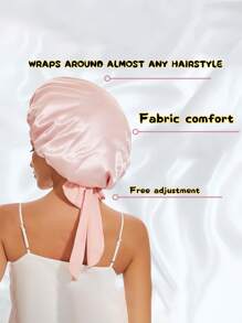 1 Piece Adjustable Satin Nightcap Strap - Soft And Comfortable Hair Cap For Men And Women, Elastic Strap Design, Comfortable Feel, Polyester Material, Perfect For Night Or Styling Back To SchoolHair Bonnet