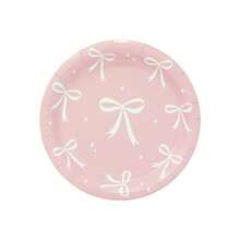 Set de 10 piezas/20 piezas/50 piezas/80 piezas de suministros para fiesta de cumpleaños con moños rosas, que incluye platos, servilletas, vasos y vajilla para decoración de fiesta de princesa o despedida de soltera - Multicolor - Ver 11