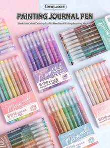 1 Box 9 Colors High Capacity Drawing Pens: Multi-Colors, Gel Ink, Suitable For Student Journals, Scrapbooking, Graffiti Coloring, Highlighter Marker Pens, Great For Office, Thanksgiving, Christmas, Back To School Season