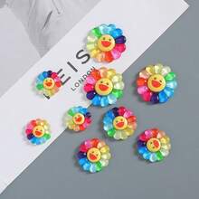 30/60PC Cute Sunflower Charms Ornaments Flatback Rainbow Flower Resin  Faces Charms Bulk Creative Decor For DIY Hair Accessories & Phone Cases - 30PCS - 查看 7