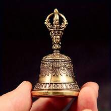 优雅复古青铜手铃 - 精致金属风铃，饰有精美图案、钥匙和汽车按钮，工艺精湛，是家居和办公室装饰的理想礼物，无需用电，办公室装饰 | 艺术铃铛 | 青铜色泽，圣诞礼物，房间装饰