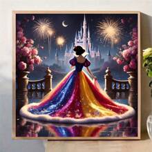 Disney Set de Kit de pintura de diamantes 5D con diseño de tema de princesa de dibujos animados, kit de pintura de diamantes completo que estimula la imagen de mosaico arte de pared manualidades para decoración del hogar, decoración de fiesta de vacaciones, regalo hecho a mano perfecto