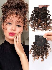 Synthetic Bangs Wig Afro Kinky Curly Wig Extensions For Women Natural Hairpieces Heat Resistant Fiber Clip In Hair
