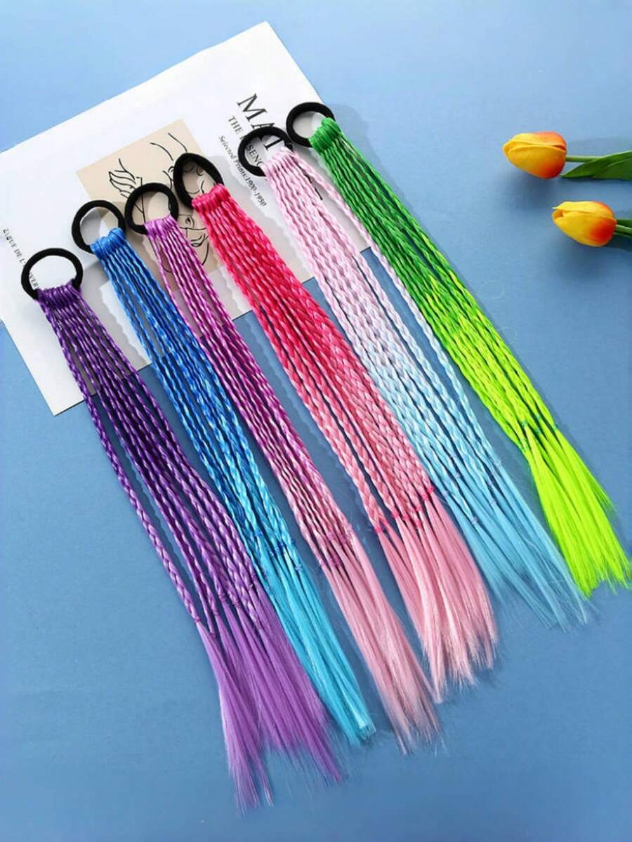 1 件儿童发饰，婴儿编织假发马尾辫发带，女孩凌乱发髻发带 - 假髮辮 - 查看 1