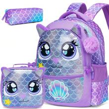 Mochila com estampa de animais, mochila escolar para meninos e meninas, mochila fofa para meninas, conjunto de mochilas infantis, mochila de viagem, adequada para alunos da pré-escola, jardim de infância e ensino fundamental, pode ser usada para guardar material escolar. - Mochila escolar para meninas animais - Ver 8