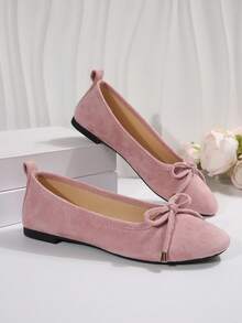 2025 Autumn Women's Loafers, Korean Style, Square Toe, Flat, Slip-On Design, Simple & Elegant, Suitable For Daily, Work, Outing, Dating, Party, Business - Pink - View 6