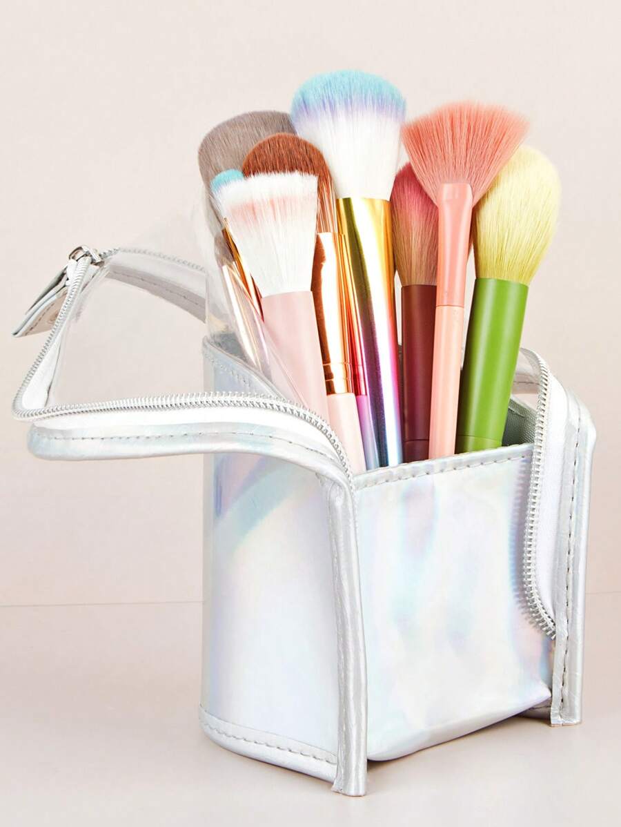 Scatola portatile pieghevole per la conservazione dei pennelli da trucco con cerniera, organizer cosmetico in patchwork minimalista in PVC+pelle sintetica, borsa portaoggetti per pennelli da trucco impermeabile e di grande capacità per il viaggio, decorazione per la stanza, borse, trousse da trucco, accessori per il trucco, da viaggio, articoli da viaggio, organizer, contenitore, articoli da viaggio essenziali, organizer per il trucco, trousse da trucco, organizer per il trucco, organizer, trousse da toilette, organizer da scrivania, trousse cosmetica, pochette per il trucco, organizzatore per il trucco, accessori per il trucco, pochette per il trucco, borse per il trucco