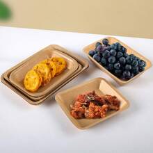 50pcs Disposable Paper Plates, Kraft Paper Plates, Trays For Food, Small Plates, Plates For Snacks, Barbecue Trays, Fruit Trays, Potato Chips Trays, Hamburger Snack Plates - Kraft Paper - View 9