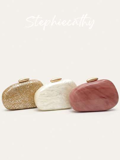 STEPHIECATHY 女士奢华设计时尚优雅晚装包新颖造型亚克力磁铁闭合硬壳手拿包长款斜挎单肩链钱包可装手机，非常适合晚宴、宴会、鸡尾酒会、婚礼、生日礼物、假期