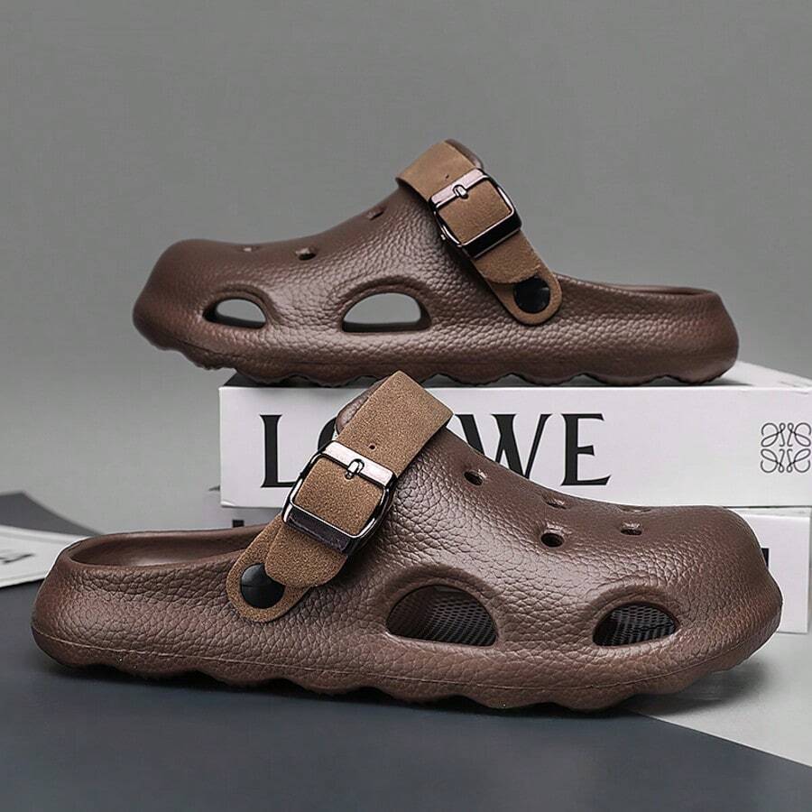 男士拖鞋，2025 年新款夏季包头拖鞋，百搭时尚男士一脚蹬沙滩鞋，柔软舒适防滑厚底