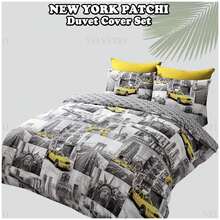 VELVETIO New York Patchi Printed Duvet Cover Set & Matching Pillowcase Reversible Bedding Set Single Double King And Super King Sizes - Multicolor - View 7