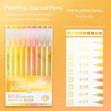 1 Box 9 Colors High Capacity Drawing Pens: Multi-Colors, Gel Ink, Suitable For Student Journals, Scrapbooking, Graffiti Coloring, Highlighter Marker Pens, Great For Office, Thanksgiving, Christmas, Back To School Season