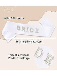 1条白色珍珠新娘腰带，适合单身派对装饰、新娘送礼会礼物、准新娘装饰