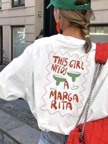 تي شيرت صيفي للنساء مطبوع عليه "هذه الفتاة تحتاج إلى مارغريتا"