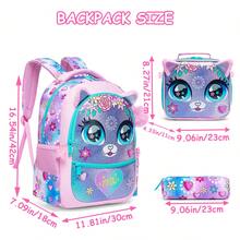 Mochila com estampa de animais, mochila escolar para meninos e meninas, mochila fofa para meninas, conjunto de mochilas infantis, mochila de viagem, adequada para alunos da pré-escola, jardim de infância e ensino fundamental, pode ser usada para guardar material escolar. - Mochila escolar para meninas animais - Ver 5