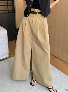 Falda asimétrica de cintura alta minimalista