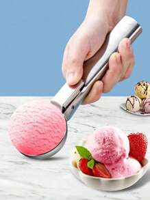 Home Creative Reboundable Ice Cream Scoop, Fruit Scooper, Stainless Steel Ice Cream Scoop, Great For Frozen Yogurt, Multifunctional Ice Cream Scoop, Stainless Steel Dual Purpose Scoop, Convenient Ice Cream Scoop