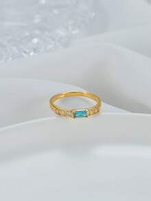 Square Birthstone Luxury Custom Ring, Supports Birthstone Customization. Perfect For Valentine's Day, Christmas, Thanksgiving, Mother's Day, Father's Day, Birthdays, Graduation Ceremonies, And Surprise Gifts. Ideal For Gifting To Parents, Lovers, Partners, Close Friends, Grandparents, And Teachers-An Eternal Token Of Love And A Timeless Treasure To Convey Affection. - Multicolor - View 6