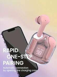 Original Packaging T2 Wireless Bluetooth Headset Transparent Headphones ENC LED Power Digital Display Stereo Sound Earphones For All Smartphones
