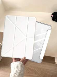 1pc Transparent Acrylic Y-Fold Flat Protective Case, White Color. Y-Fold Stand, Built-In Pen Slot, High Transparency Acrylic Back Cover Anti-Scratch Anti-Bend, Magnetic Sleep/Wake, Minimalist/Casual/Classic/Business IPad Flip Cover With Pen Slot, Compatible With IPad Mini 6/Mini 7/Air 1/Air 2/9.7/10.2/10.5/Air 4/Air 5/10th/10.9/Pro 11-Inch/Pro 12.9-Inch/Air 11-Inch (M2)-2024/Air 13-Inch (M2)-2024/Pro 11-Inch (M4)-2024/Pro 13-Inch (M4)
