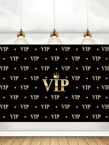 1pc Crown VIP Photography Background Cloth - Black And Gold, Modern Rectangular Decorative Hanging Banner, Suitable For Graduation Ceremony, Dance Party, Birthday Party - Multipurpose Polyester Fiber Banner, Available In 6 Sizes, Applicable For Photography Studio And Various Events, Suitable For Indoor And Outdoor Decoration Props - Multicolor - View 6