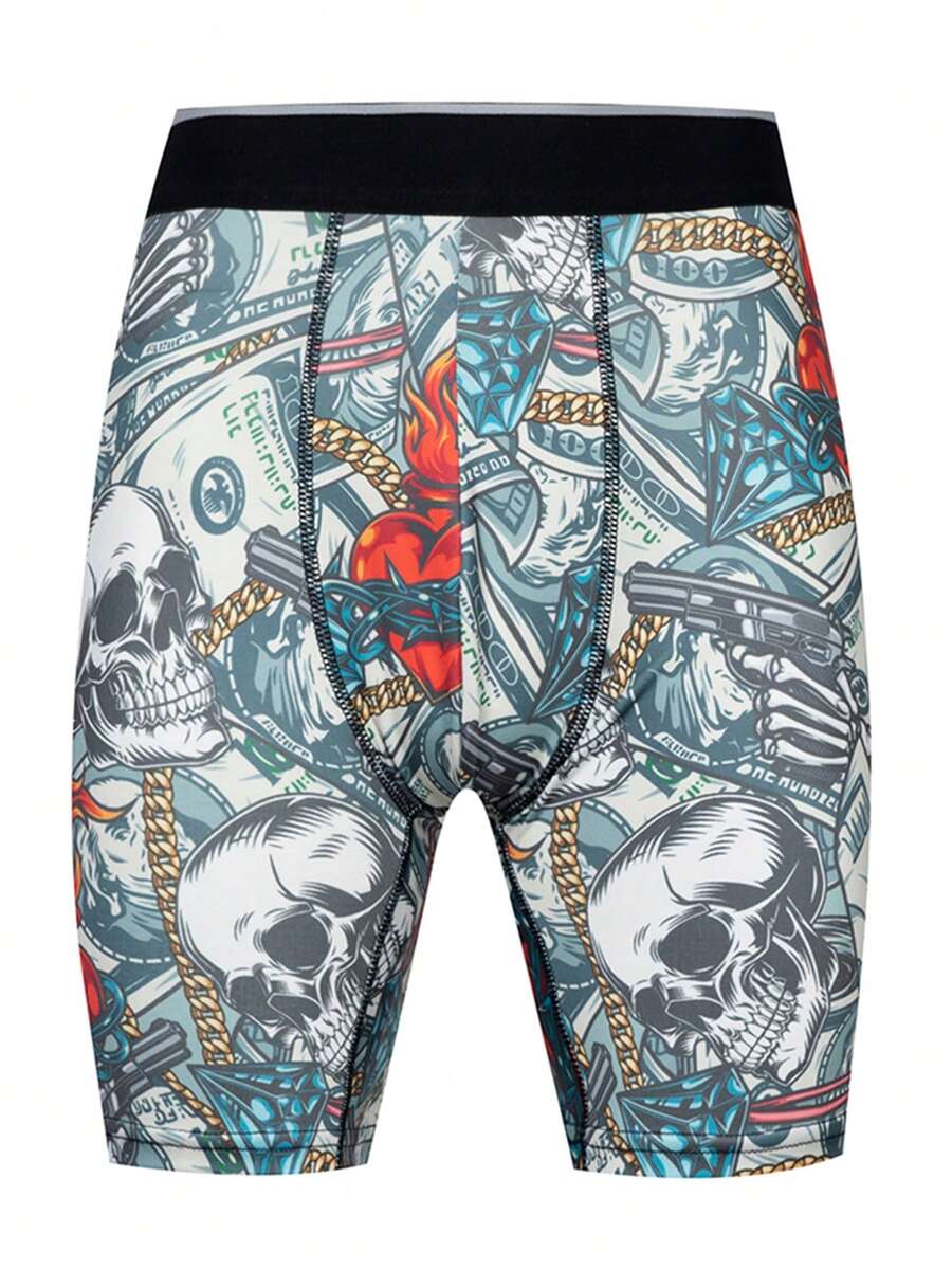 Men's Printed Boxer Briefs, Fashionable For Summer - Baby Blue - View 1