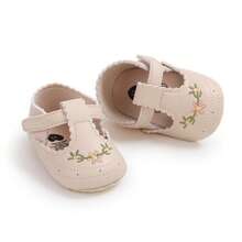 Infant Infant Girls Embroidery Shoes Princess Mary Jane Flats Toddler First Walkers Sneaker Newborn Crib Baptism Shoes - Apricot - View 8