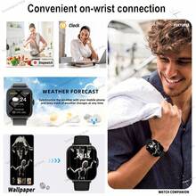Full Touch Sports Smart Watch - TFT Full Touch Screen, USB Rechargeable, With Wireless Calls And Message Reminders, Weather Updates, Multiple Sports Modes, Sports Tracking Devices, Unisex, Remote Camera And Music Life, Perfect Gift Choice For Friends, For IPhone And Android - 黑色 - 查看 4