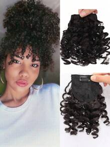 Synthetic Bangs Wig Afro Kinky Curly Wig Extensions For Women Natural Hairpieces Heat Resistant Fiber Clip In Hair