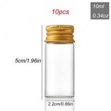 1/5/10/20pcs Mini Clear Bottles With Gold Aluminum Lids, Small Empty Jars (5/7/8/10/15/25ml), Leak-Proof Screw Cap, DIY Powder & Cream Sample Containers, For Storage, Crafting, Medication, Travel Accessories - Clear - View 18