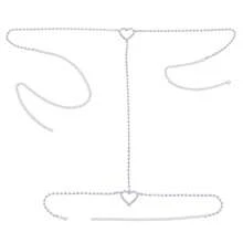 1pc Unique Rhinestone Heart Decor Leg Chain, Versatile For Party, Daily Wear & Romantic Gift - Silver - View 3