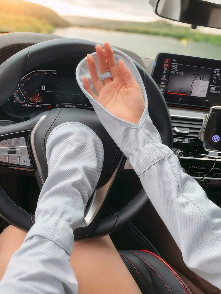 1 Pair Women's Sunscreen Arm Sleeves, Breathable Fingerless Gloves, UV Protection Summer Driving Gloves, Quick Drying Outdoor Driving Gloves - Multicolor - View 1