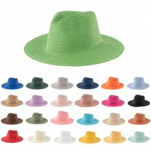 1 件男女通用爵士太阳帽，巴拿马平顶草帽沙滩帽