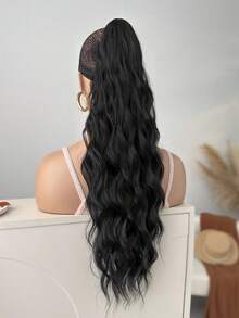 Extensiones de cabello de 22 pulgadas con ondas de agua negras y rizadas, con clip para envolverlas, adecuadas para uso diario de mujeres - Negro - Ver 6