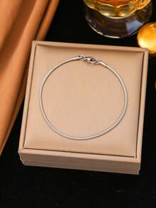 1 件不锈钢圆形蛇形手链，钛钢软蛇形手链