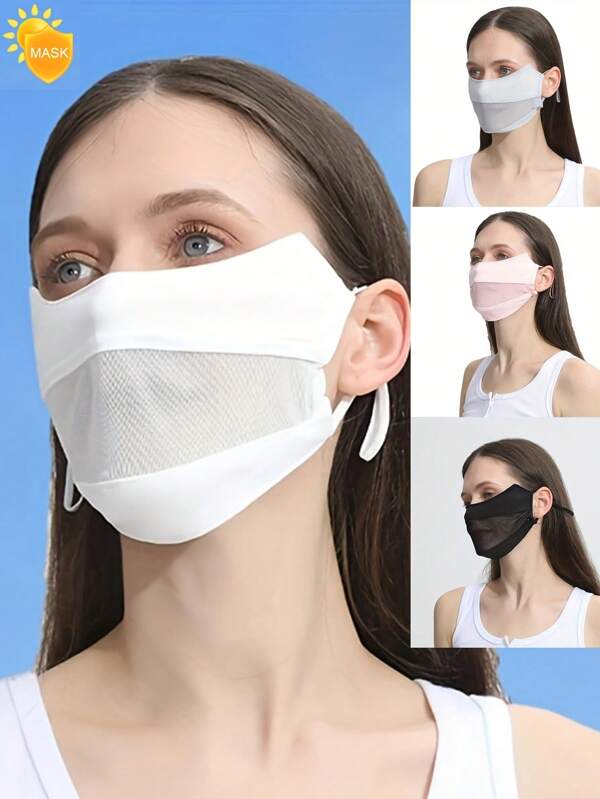 Women's Ice Silk Sunscreen Face Mask, Thin, Eye Protection, Face Cover, Breathable Mesh, Suitable For Driving, Cycling, Hiking, Hunting, Running, Sports