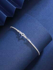 1pc S925 Sterling Silver Bohemian Style Beaded Bracelet, Women Jewelry Chain Bracelet, Elegant Party Accessory And Daily Wear, Graduation Gift - Silver - View 4