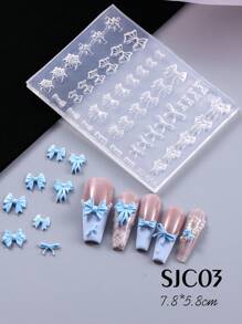 1 pieza Molde de silicona con figura de lazo, símbolos numéricos árabes, símbolos musicales para decoración de uñas. Molde con relieve con forma de copos de nieve, globos para estampado de gel, plantillas para manicura, accesorios y herramientas, ideal para decoración de teléfonos, tazas, cuadernos, gran regalo para niñas y mujeres