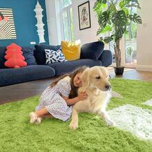 OLANLY - Alfombra de Sala de Estar, Dormitorio, Lavable a Máquina, 4 x 5.9 Pies, Suave y Esponjosa, Manta Nocturna para Niños y Niñas, Dormitorio, Guardería, Decoración del Hogar - Pasto verde - Ver 7