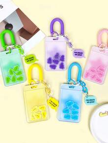 1pc Cute Rocking Shaker Transparent Card Holder, Various Creative Styles Student ID Badge Card Protector Case With Funny Latch - Multicolor - View 1