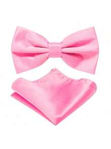 1 Set Men's Bow Tie & Pocket Square Set, Business Formal Bow Tie And Handkerchief Set, Suitable For Weddings, Cocktail Parties, Gatherings, Banquets