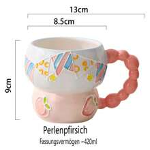1pc Polka Dot Ceramic Cup, Stylish Mug, Gourd-Shaped Coffee Cup, Creative Breakfast Cup, Milk Oatmeal Water Cup, Juice Cup, Suitable For Cafe, Home, Party Back To School